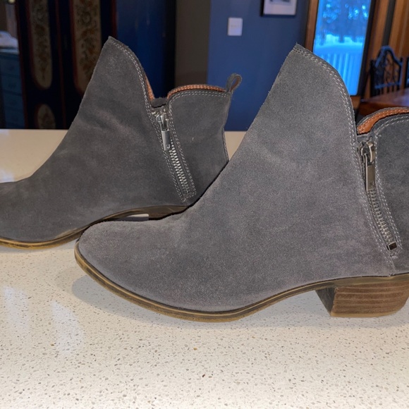 Lucky Brand Shoes - Lucky Brand Basonta Distressed Gray Suede Leather Ankle Bootie Boots Size 7.5 M